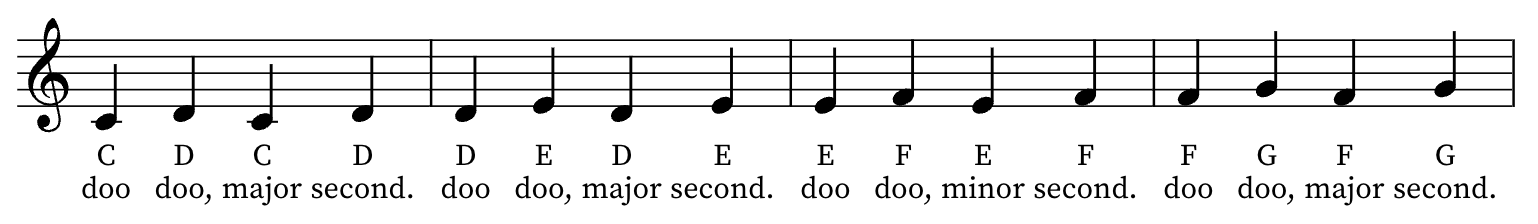 Singing sets of intervals, exercise 2